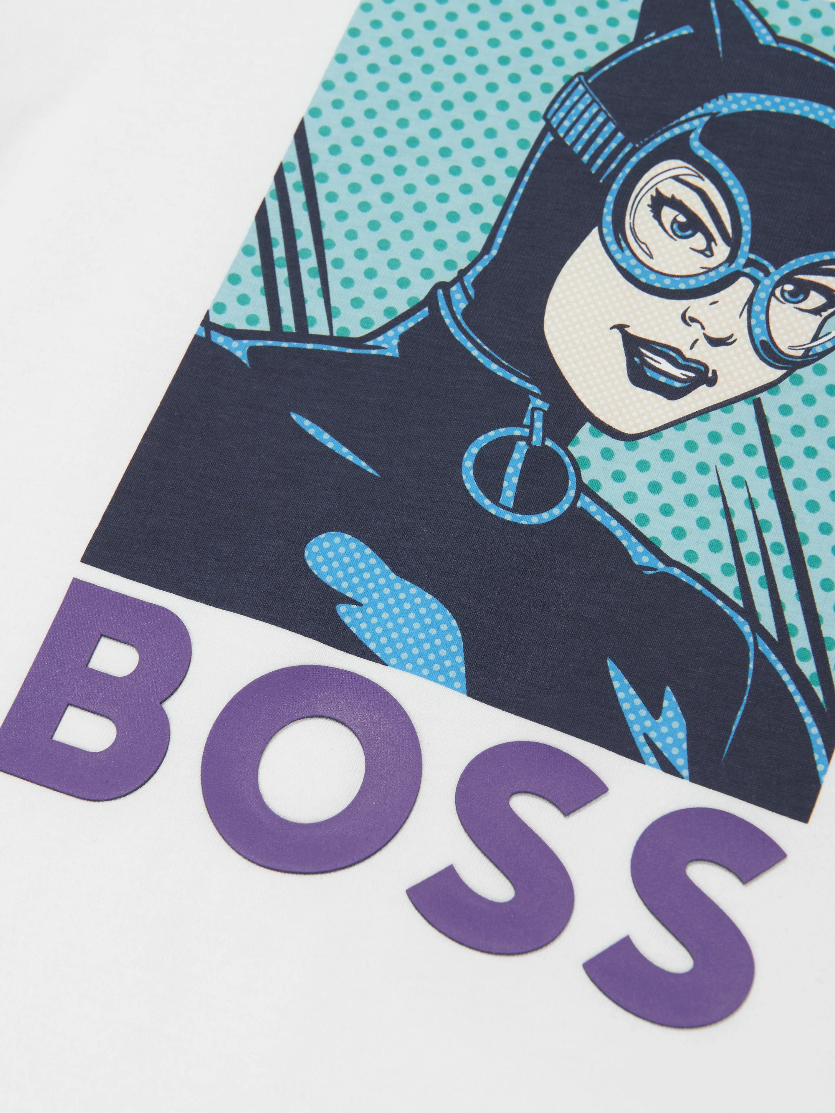 BOSS Girls Cat Woman T-Shirt in White