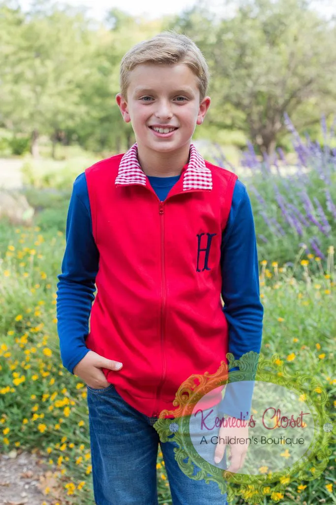 Boys Grey with Green Gingham Vest