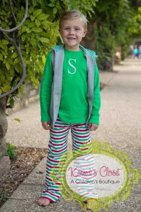 Boys Grey with Green Gingham Vest