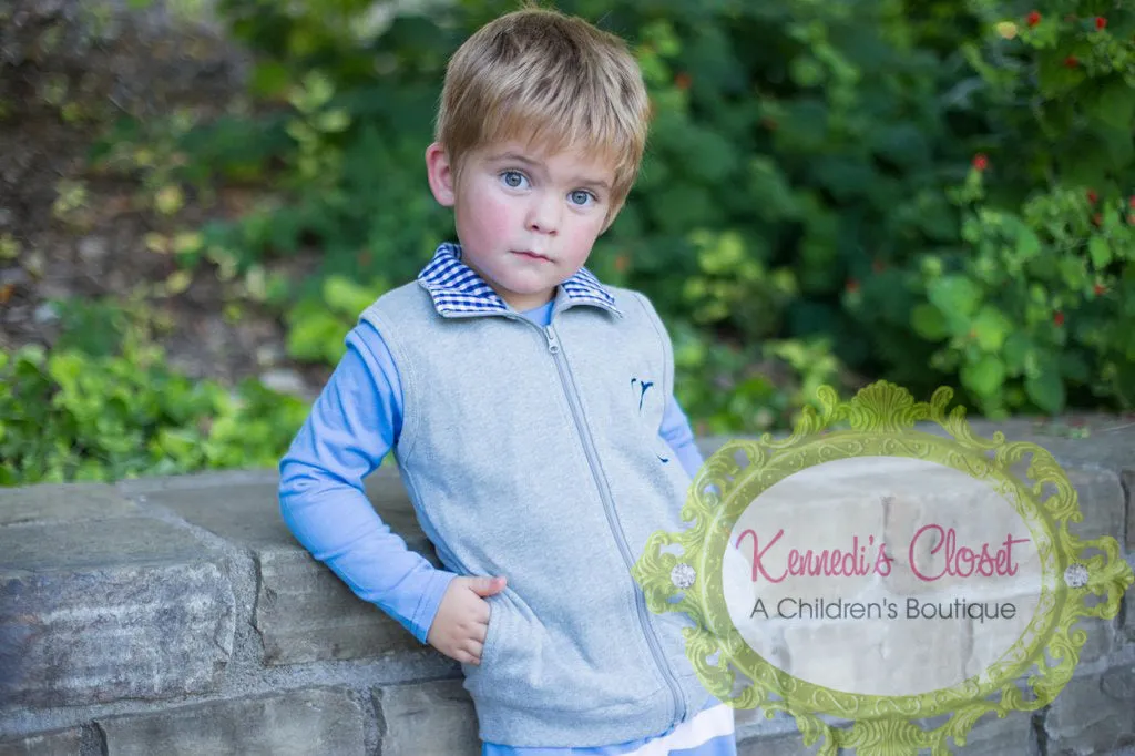 Boys Grey with Green Gingham Vest