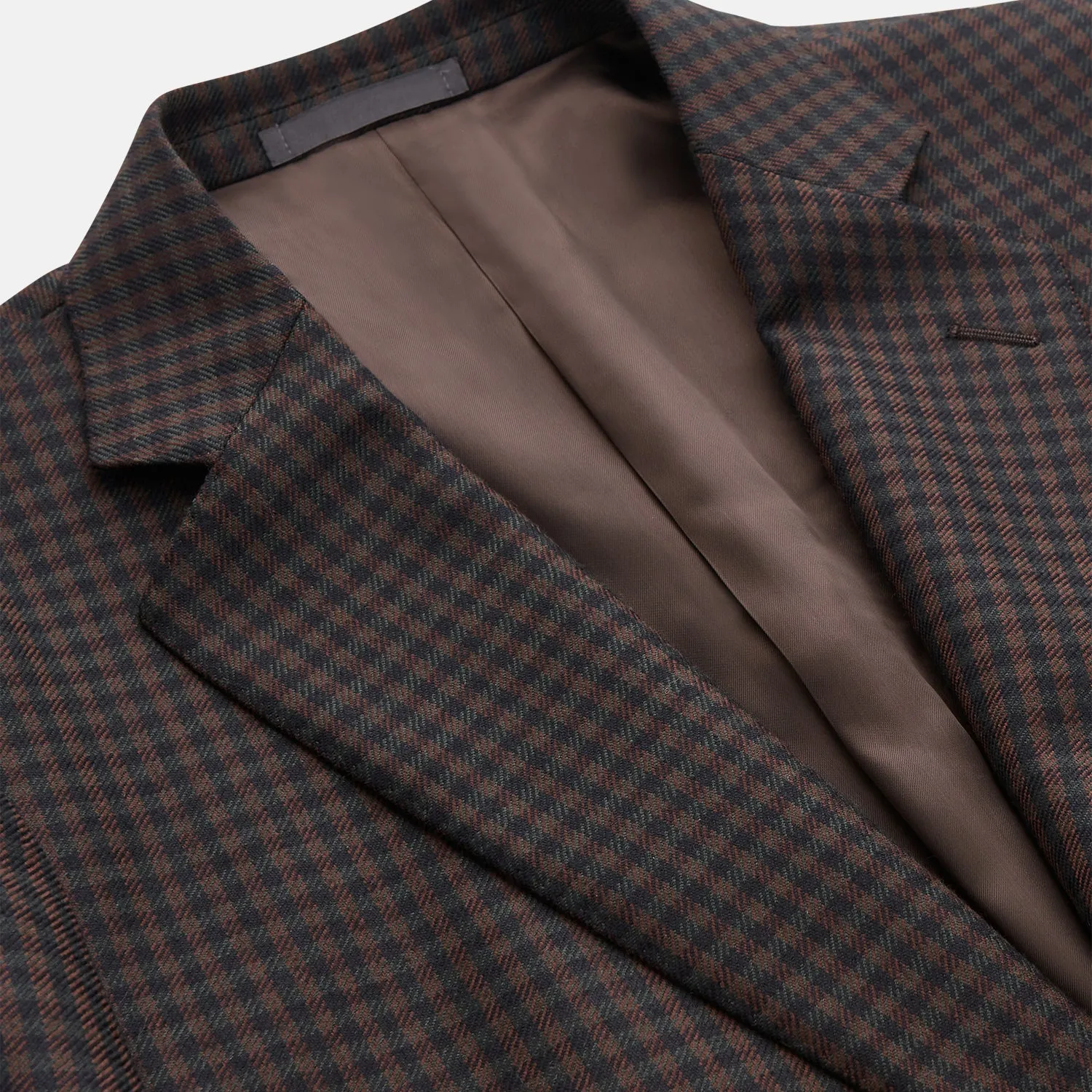 Brown and Navy Checked Wool Barrington Blazer