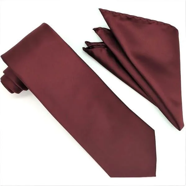 Burgundy Tie and Hanky Set