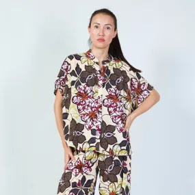 Button-down shirt with vibrant floral print wholesale