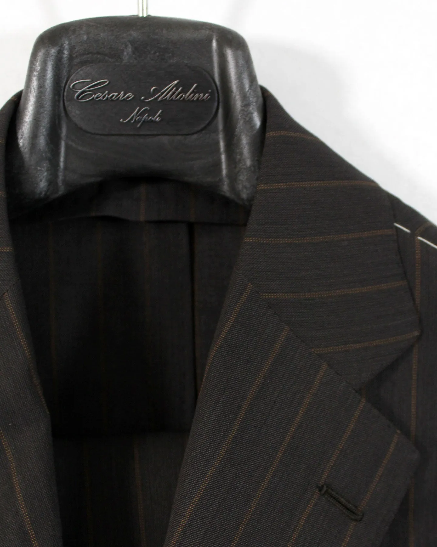 Cesare Attolini Suit Black Brown Stripes EU 46/ US 36