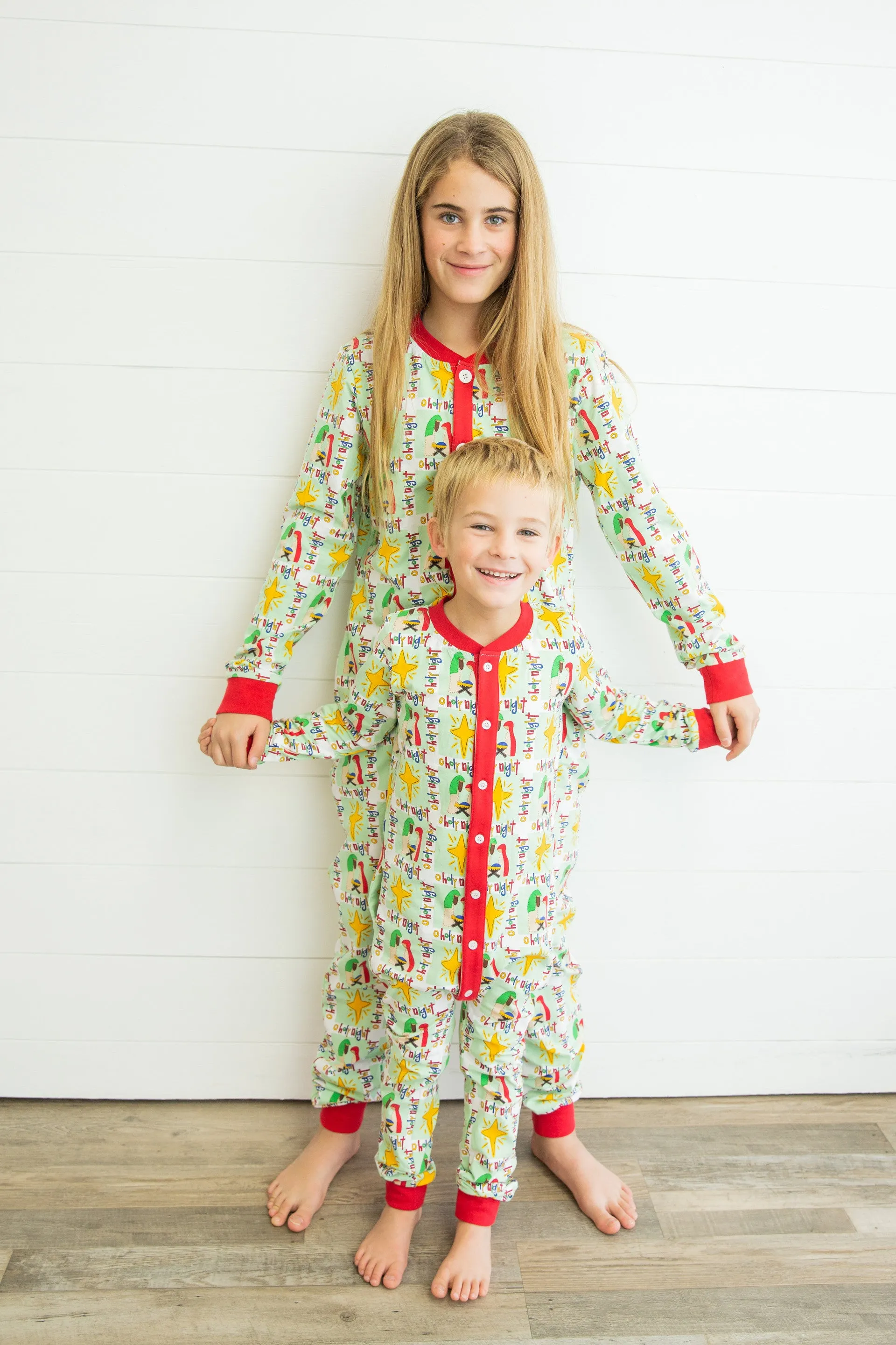 Christmas One Piece Jammies Pajama Flap O Holy Night Kids and Adults