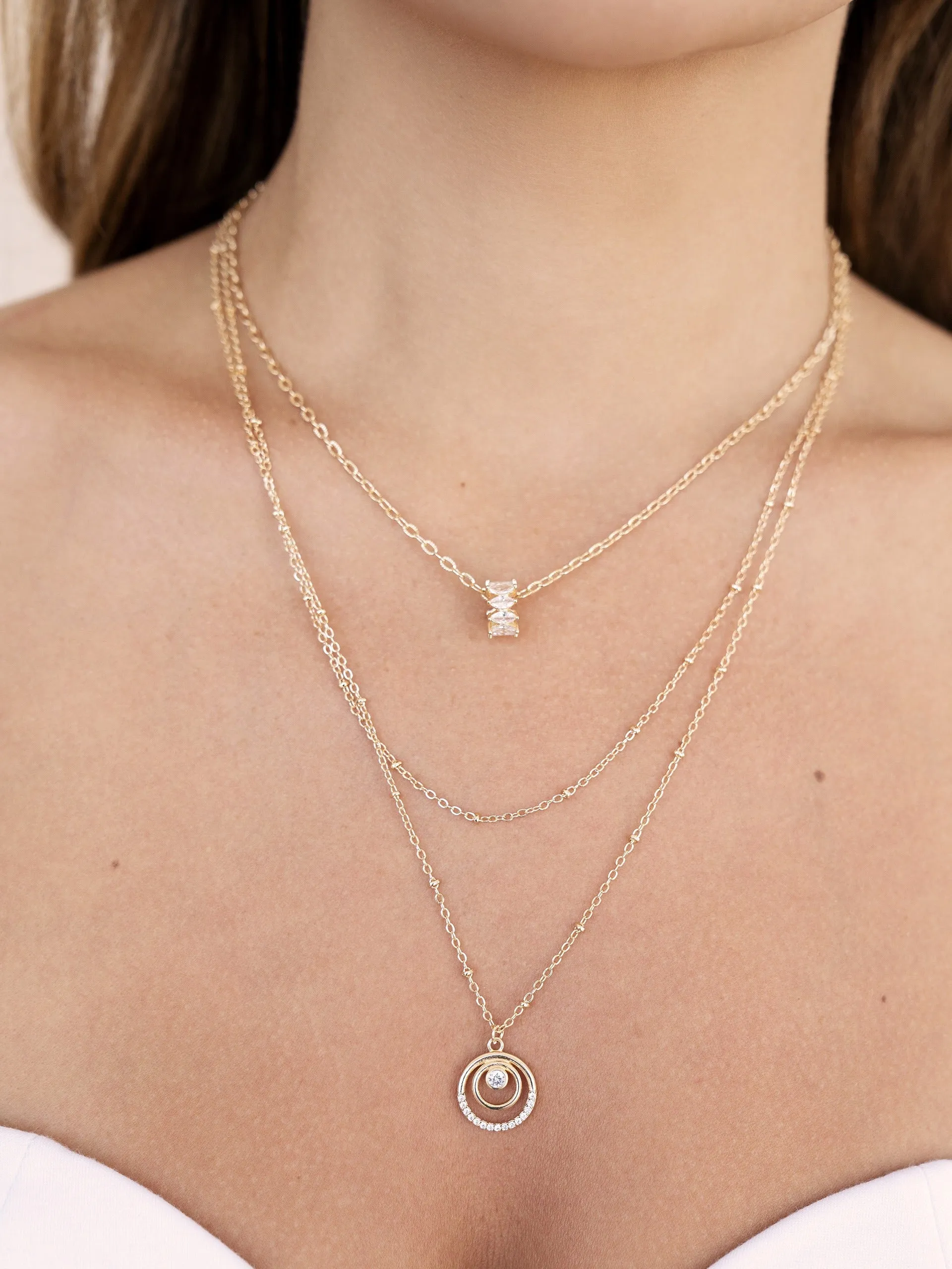 Circles of Dainty Crystal Necklace Set