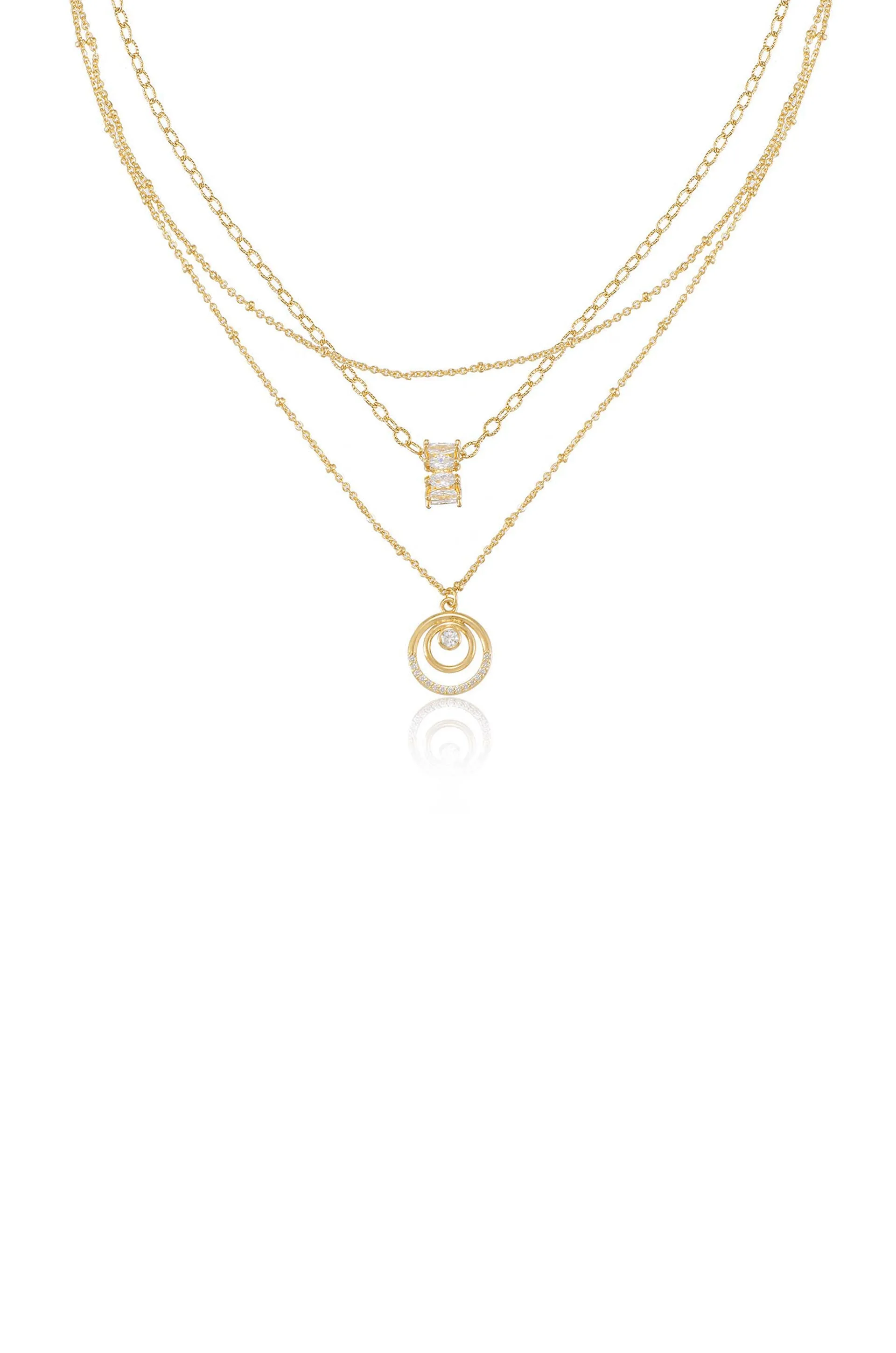 Circles of Dainty Crystal Necklace Set