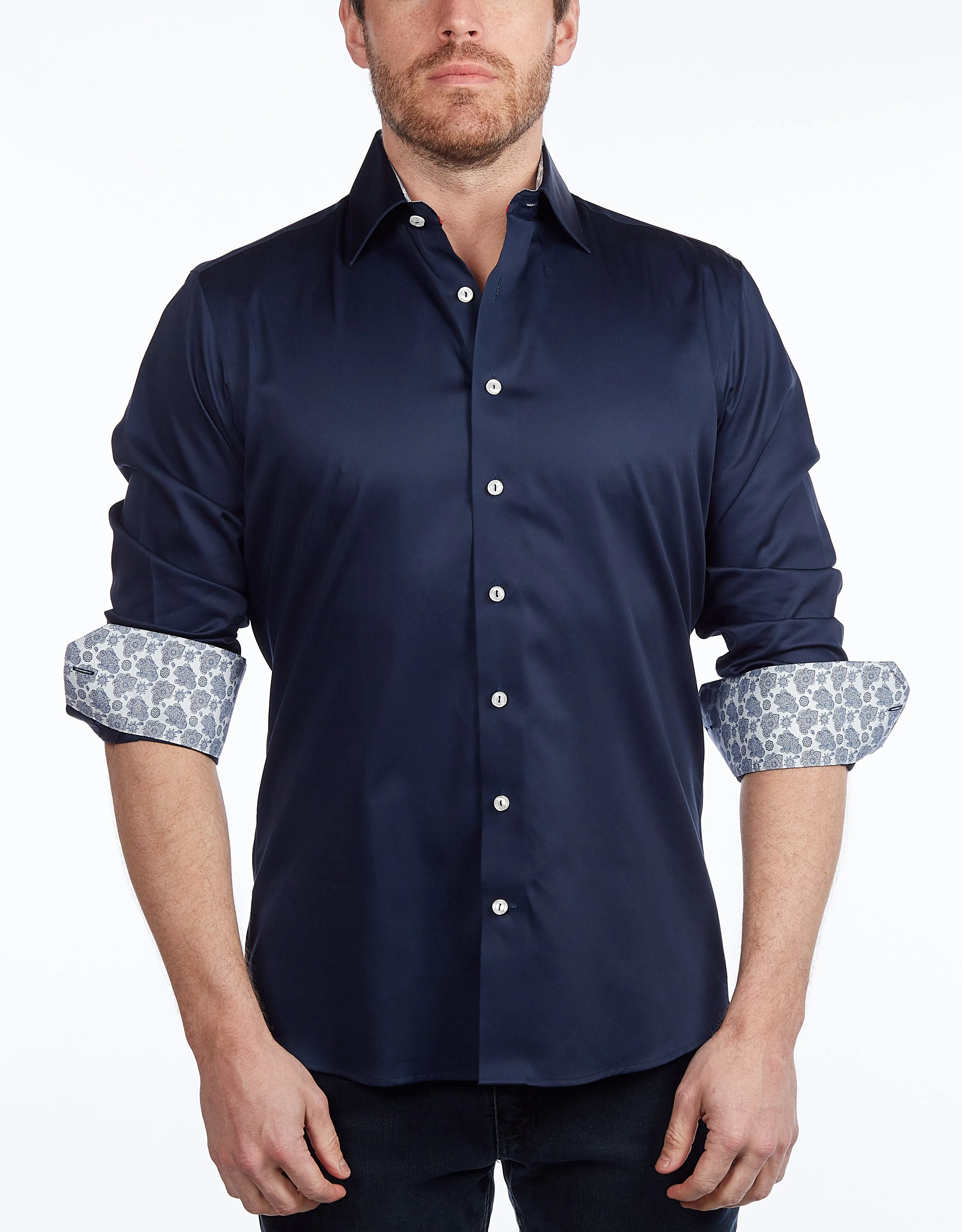 Contrast Collar Button-Up Shirt // Contemporary Fit - contrast  trimming - final sale