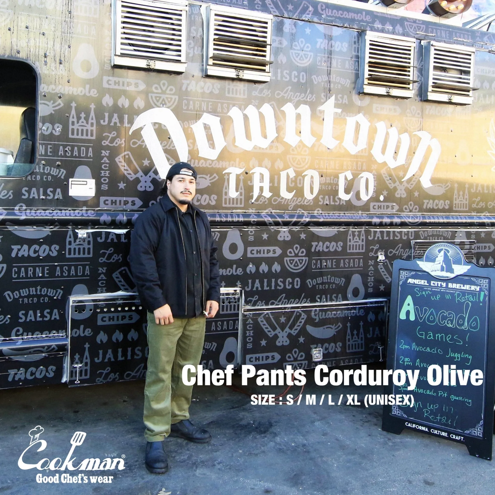 Olive Corduroy Cookman Chef Pants