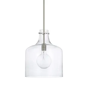 Crawford One Light Pendant Seeded Glass - Brushed Nickel