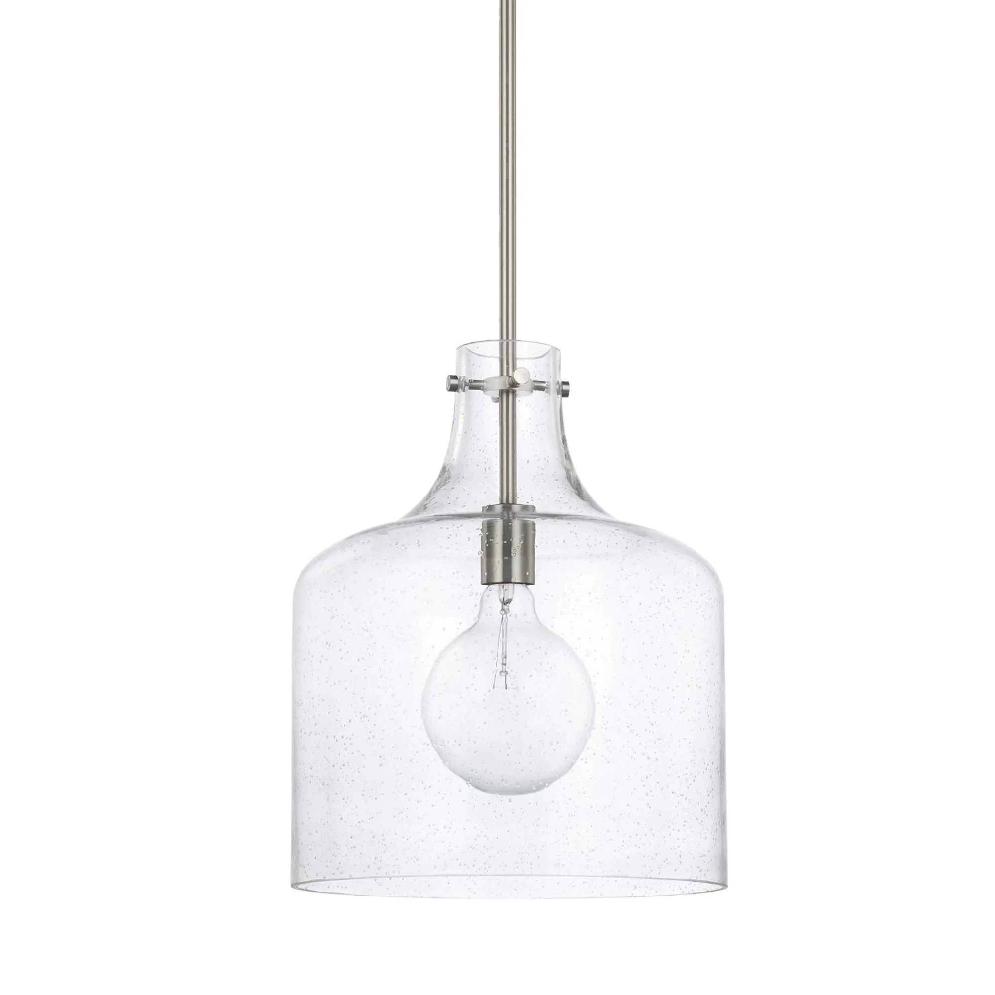 Crawford One Light Pendant Seeded Glass - Brushed Nickel