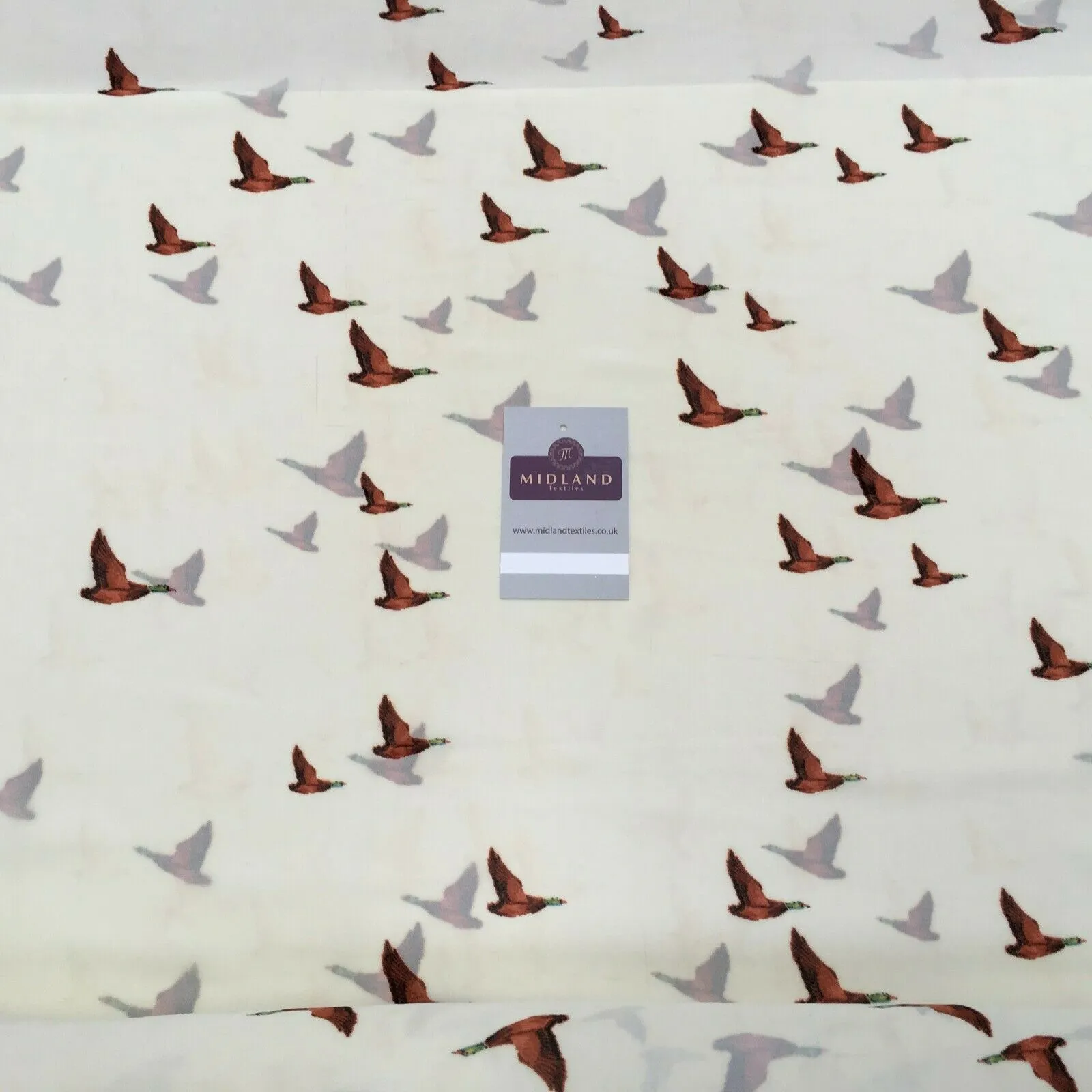 Cream Rust Bird Printed Light Chiffon High Street Fabric 150 cm MK1084-16