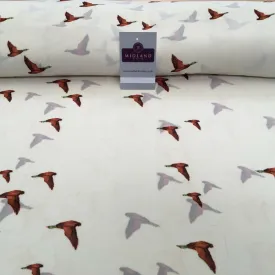 Cream Rust Bird Printed Light Chiffon High Street Fabric 150 cm MK1084-16