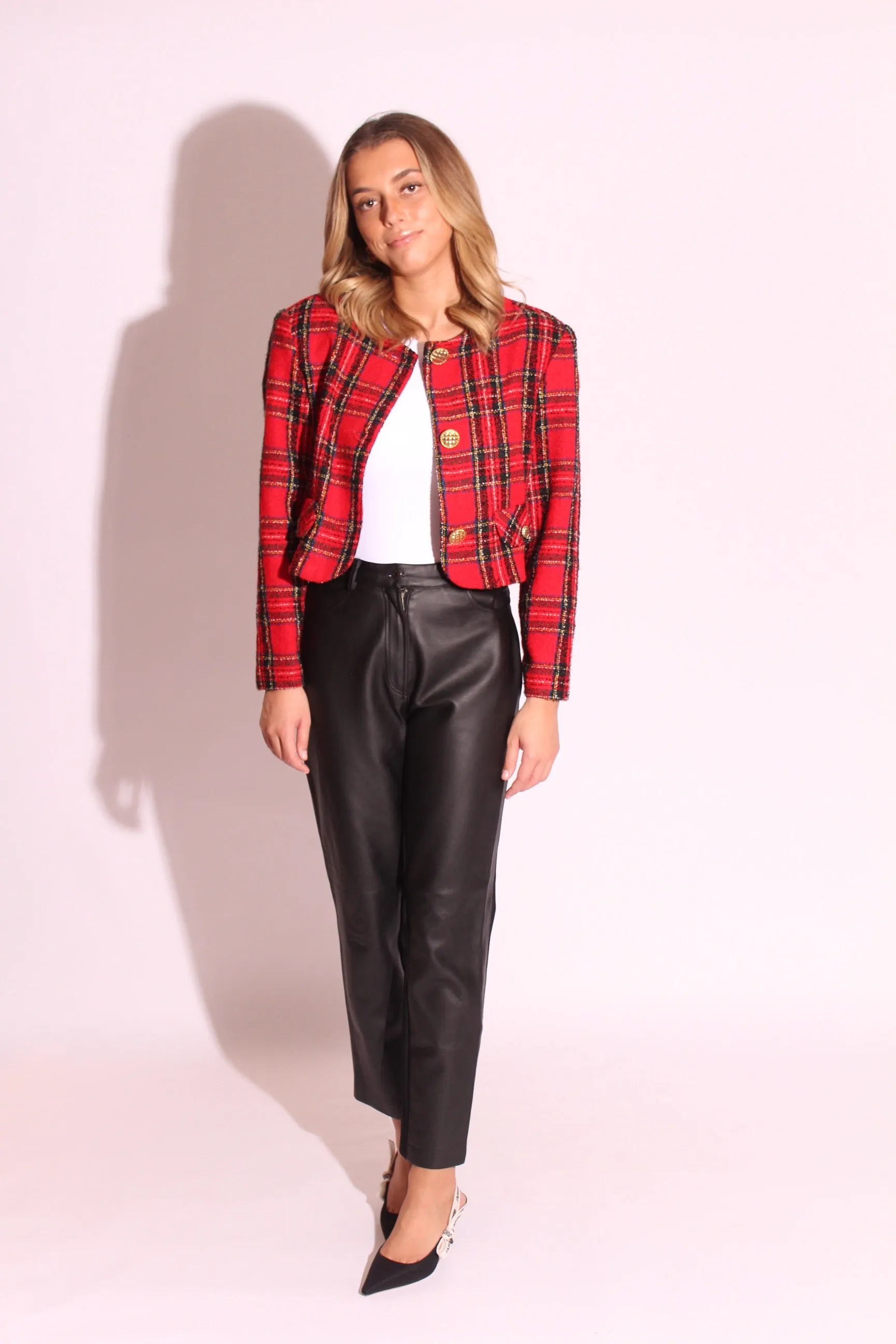 Cropped Power Shoulder Jacket