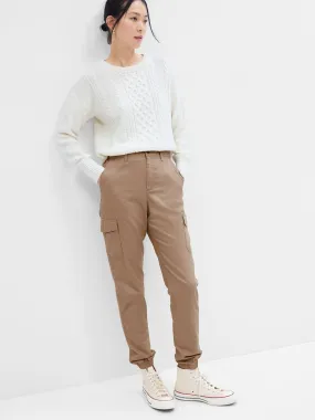 Cropped Twill Girlfriend Cargo Joggers with Washwell