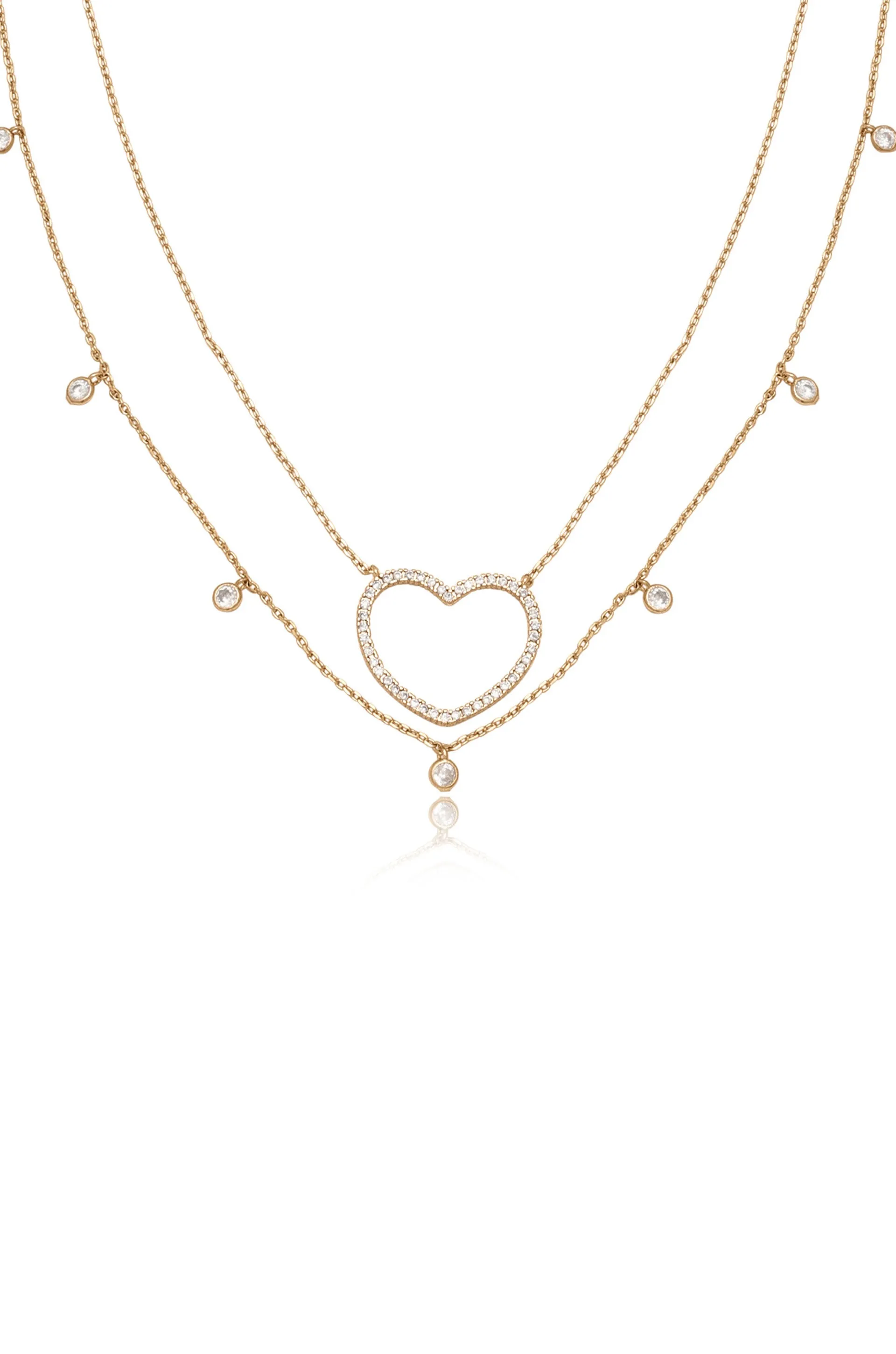 Crystal Heart Drop Necklace Set