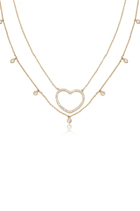 Crystal Heart Drop Necklace Set