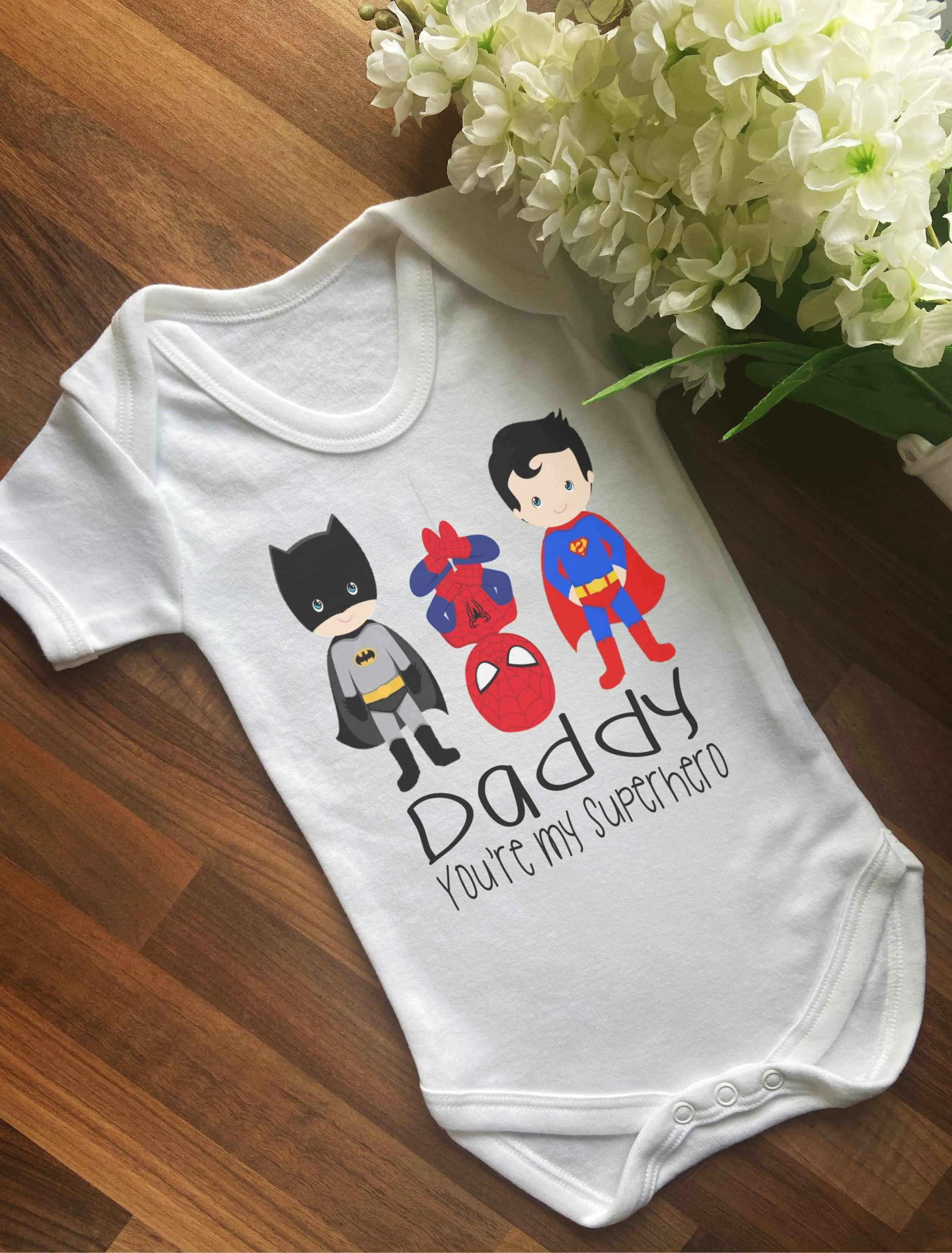 Daddy You're My Superhero Baby Vest