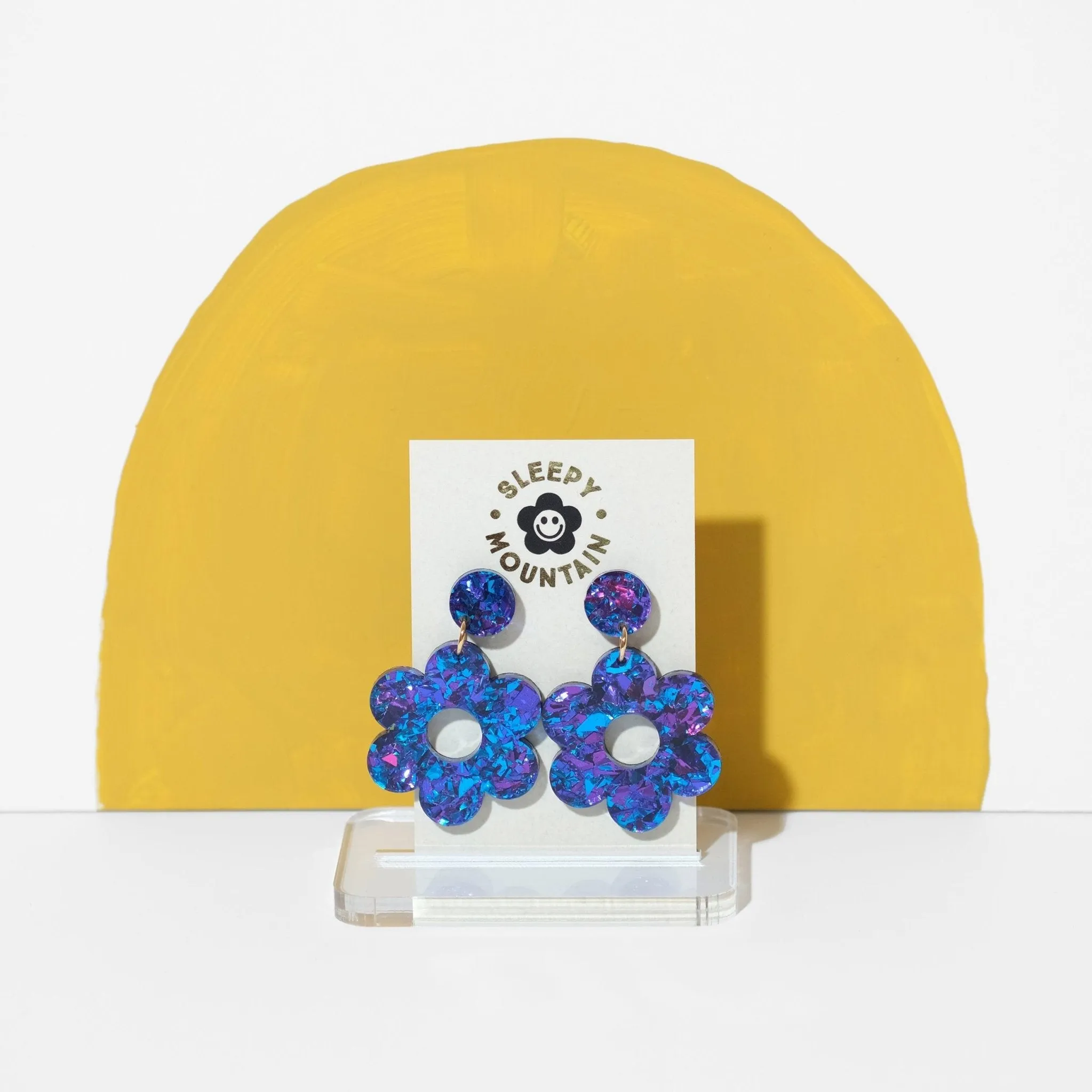 Daisy dangle earrings in Blue Velvet