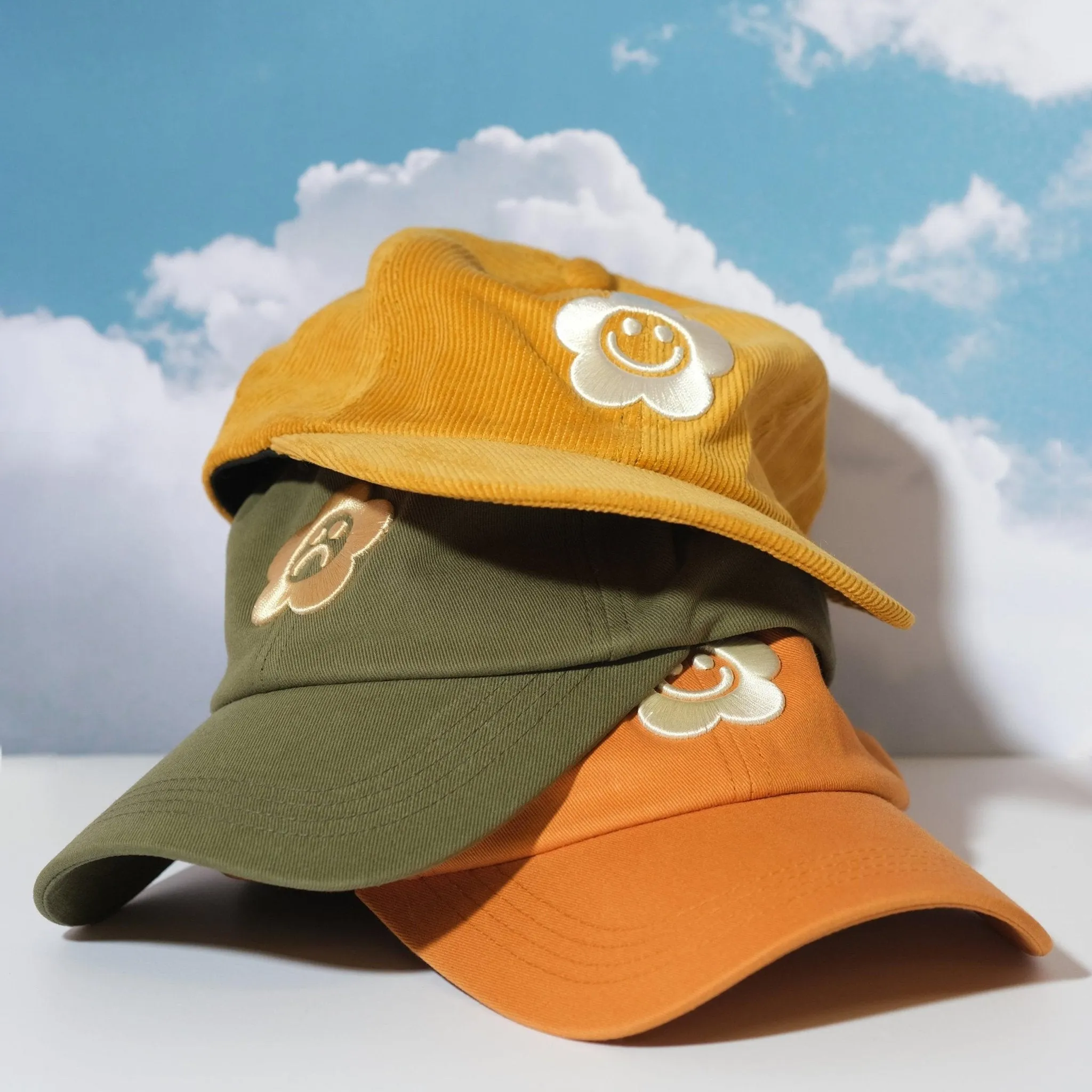 Desert Orange Smiley Daisy Dad Hat