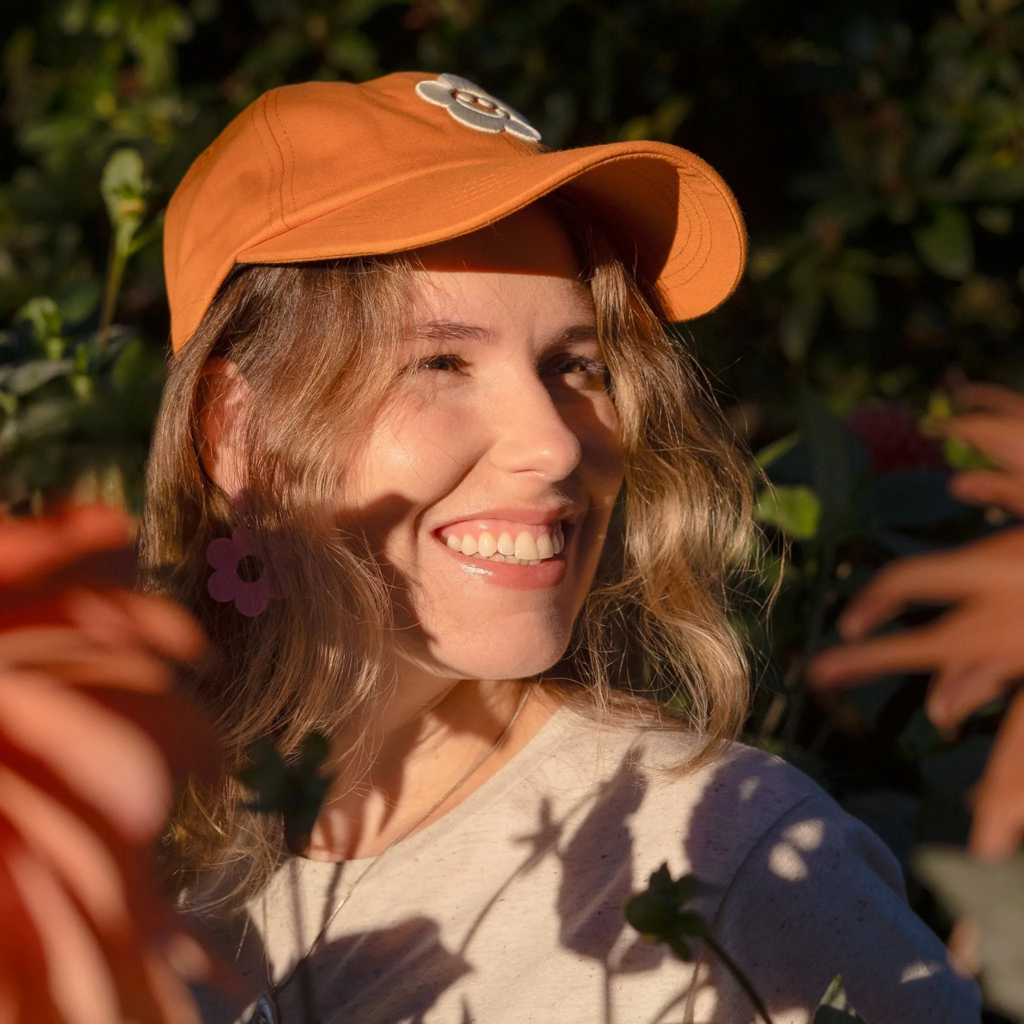 Desert Orange Smiley Daisy Dad Hat