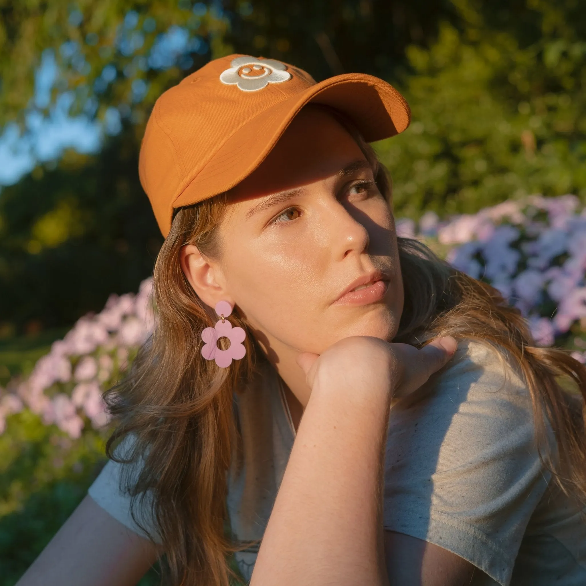 Desert Orange Smiley Daisy Dad Hat