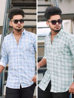 Double Delight: Buy Two Satin Cotton Casual Shirt  Combo for Just ₹444! ✨