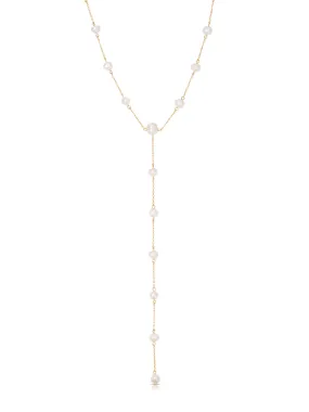 Dripping Pearl Lariat Necklace