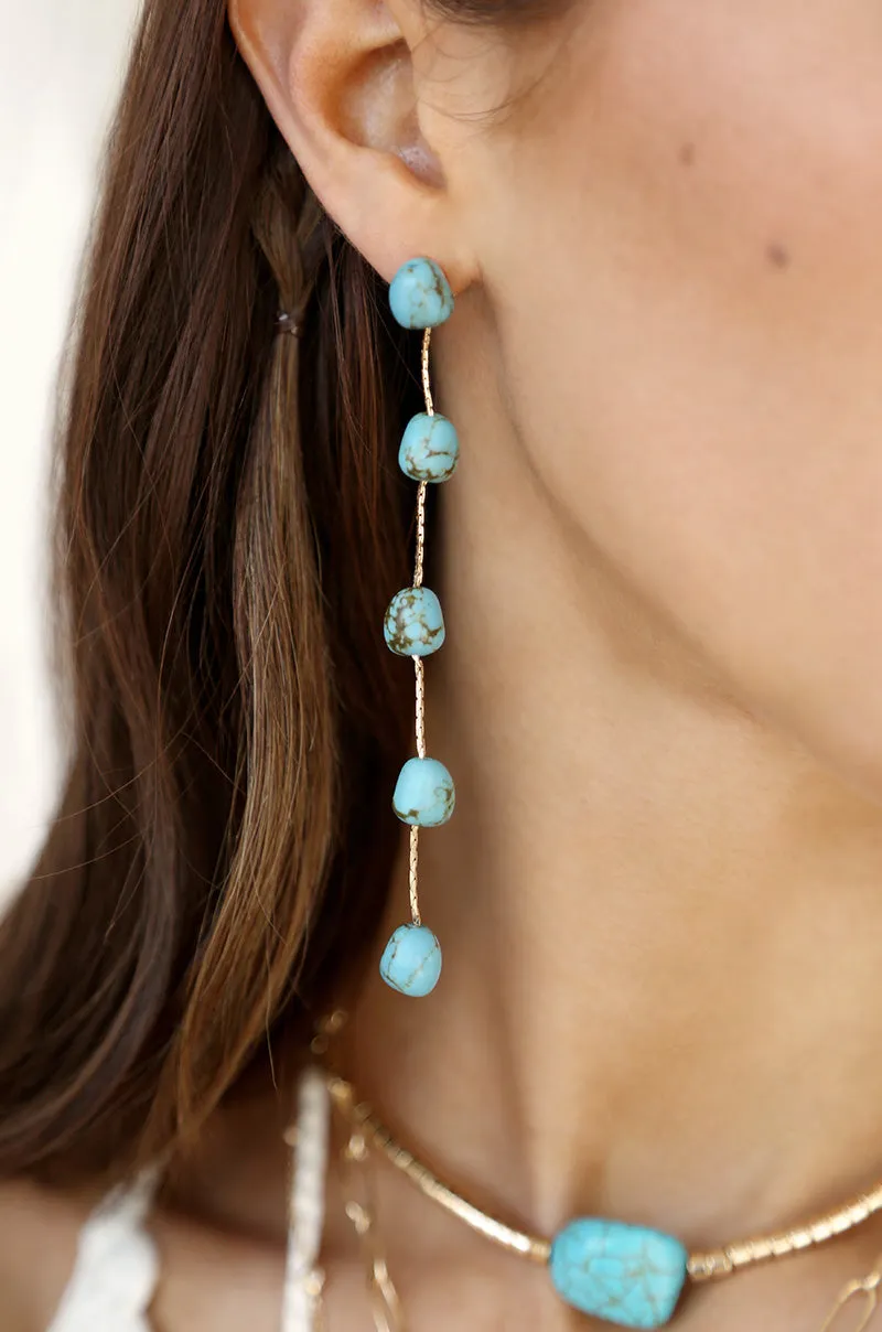 Dripping Turquoise Delicate Drop Earrings