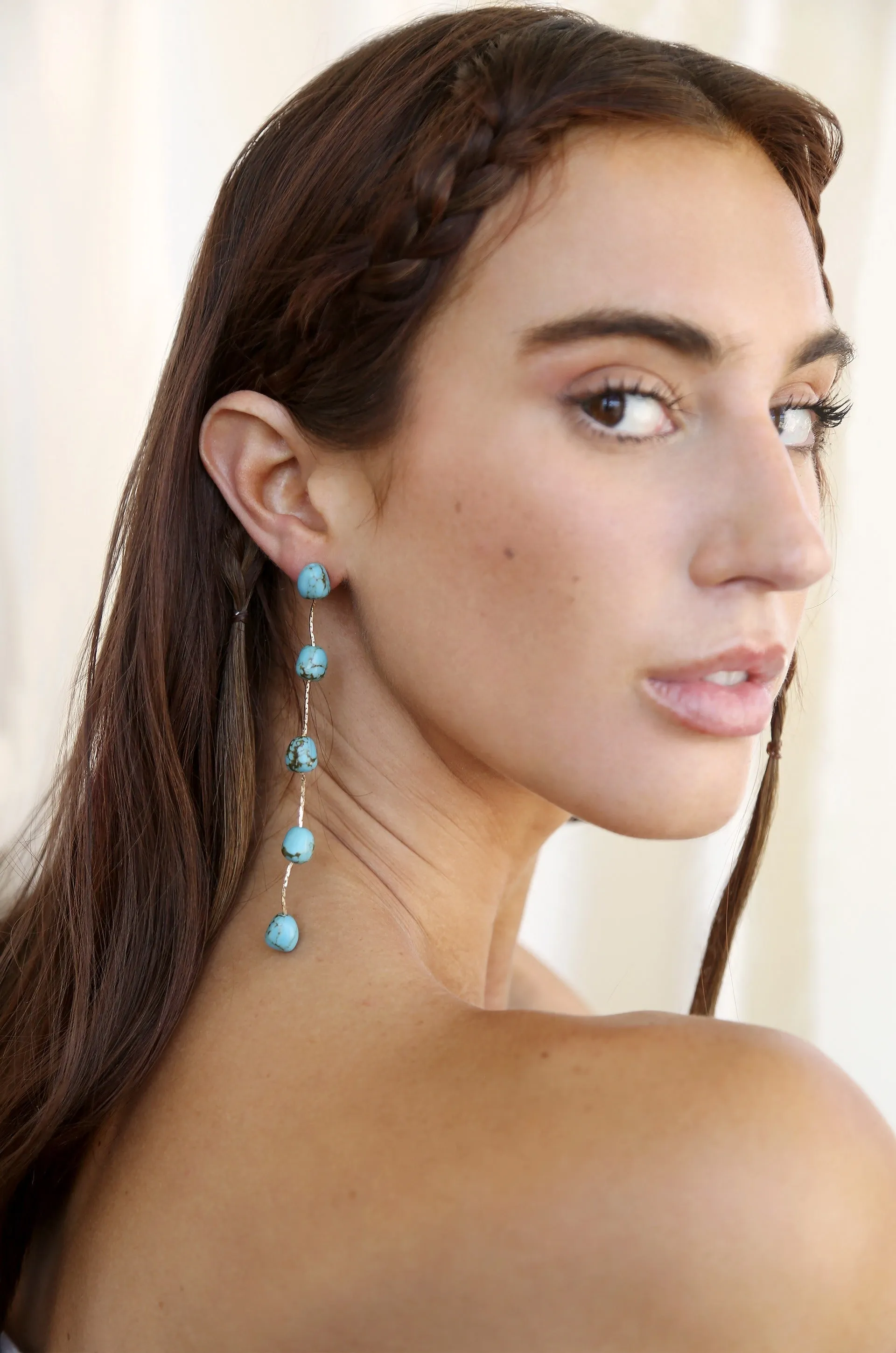 Dripping Turquoise Delicate Drop Earrings