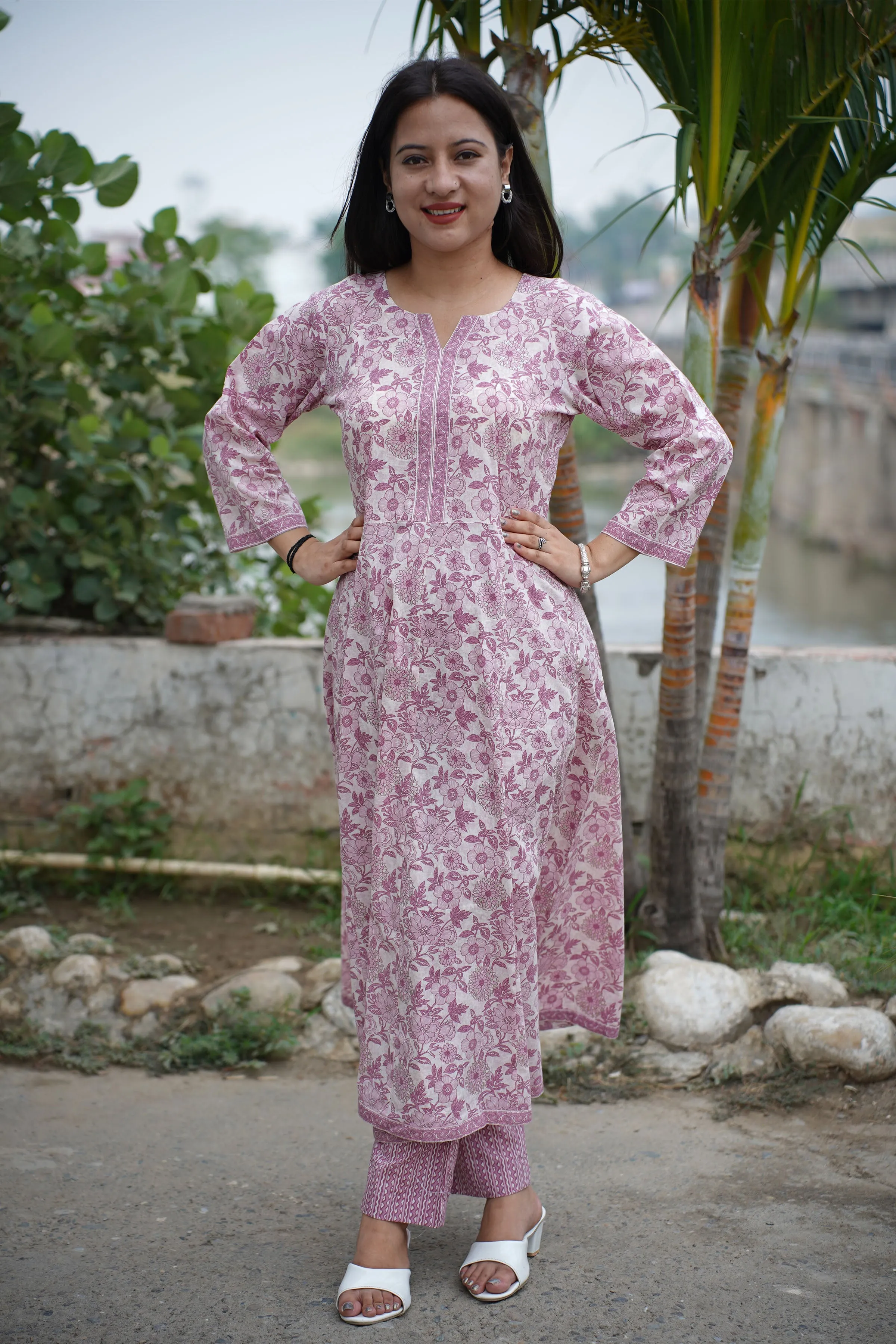 Dusty Mauve Bagh Anarkali Set