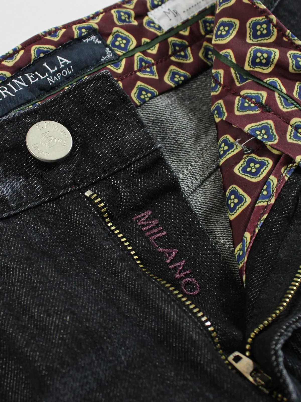 E. Marinella Jeans Black Hand Made Denim Jeans 33 Milano Zip Fly SALE