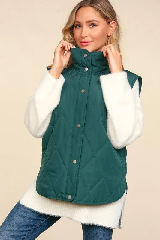 EMILY SNAP BUTTON DOWN QUILTED PUFFER VEST JACKET