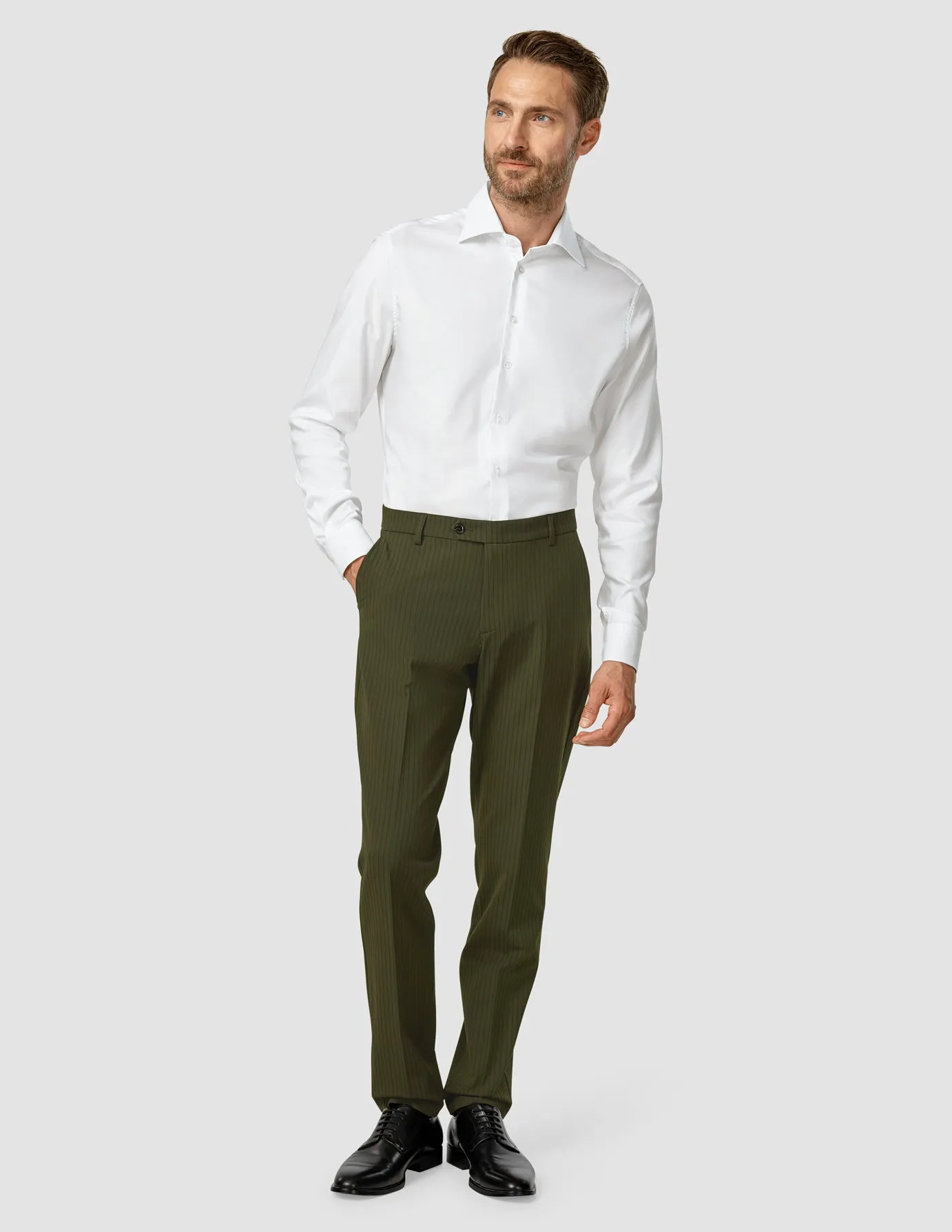 Essential Suit Pants Regular Moss Green Pinstripe