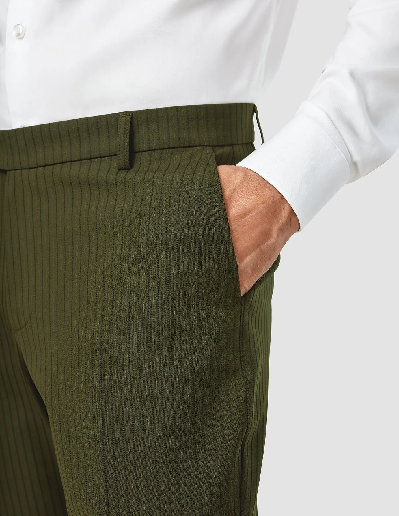 Essential Suit Pants Regular Moss Green Pinstripe