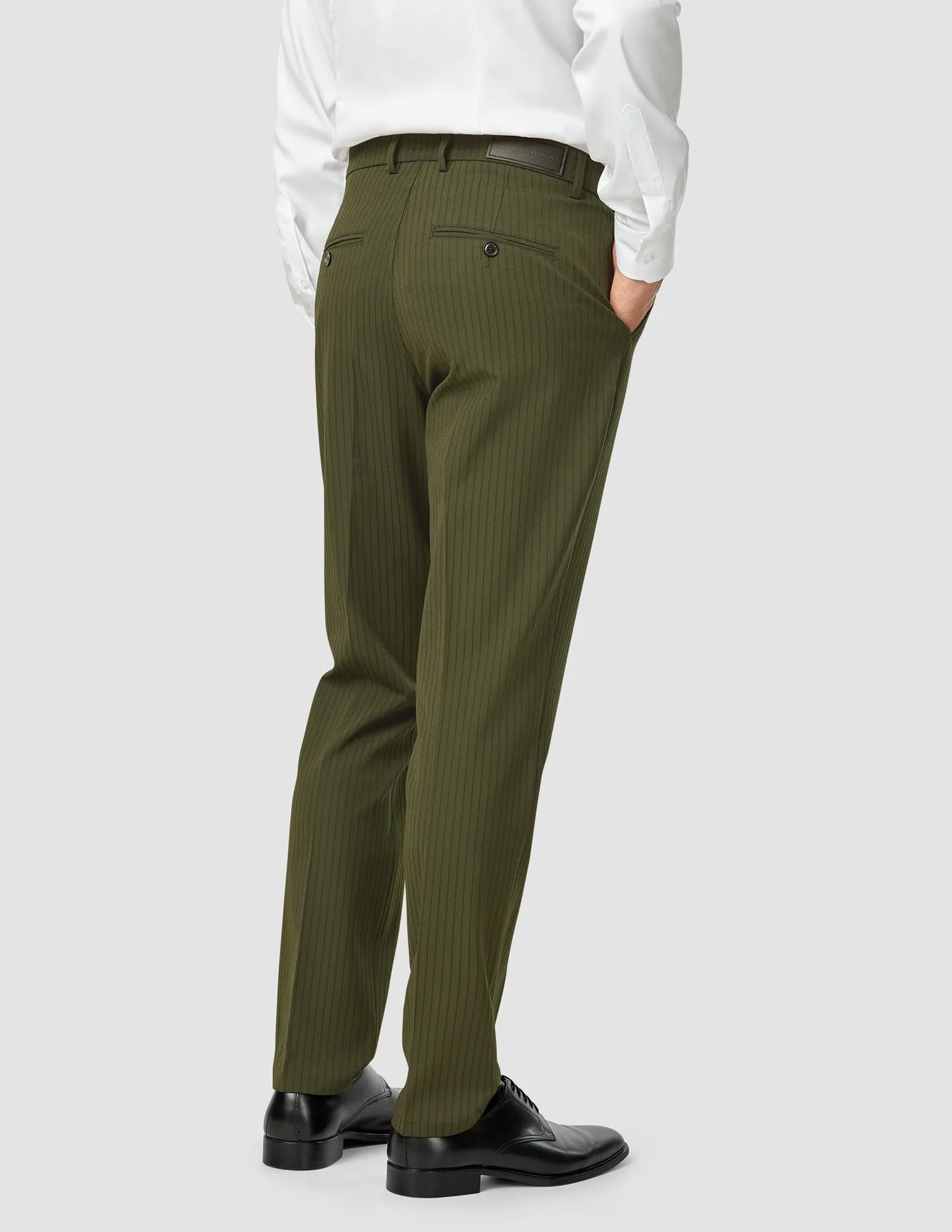 Essential Suit Pants Regular Moss Green Pinstripe