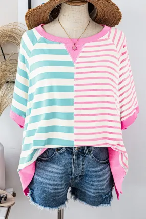 FashionWorks Stripe Contrast Patchwork Oversized T-Shirt