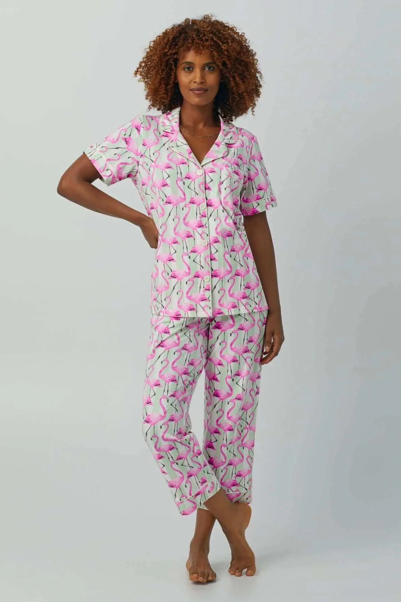 Flamingo Short Sleeve/Crop Pant PJ Set