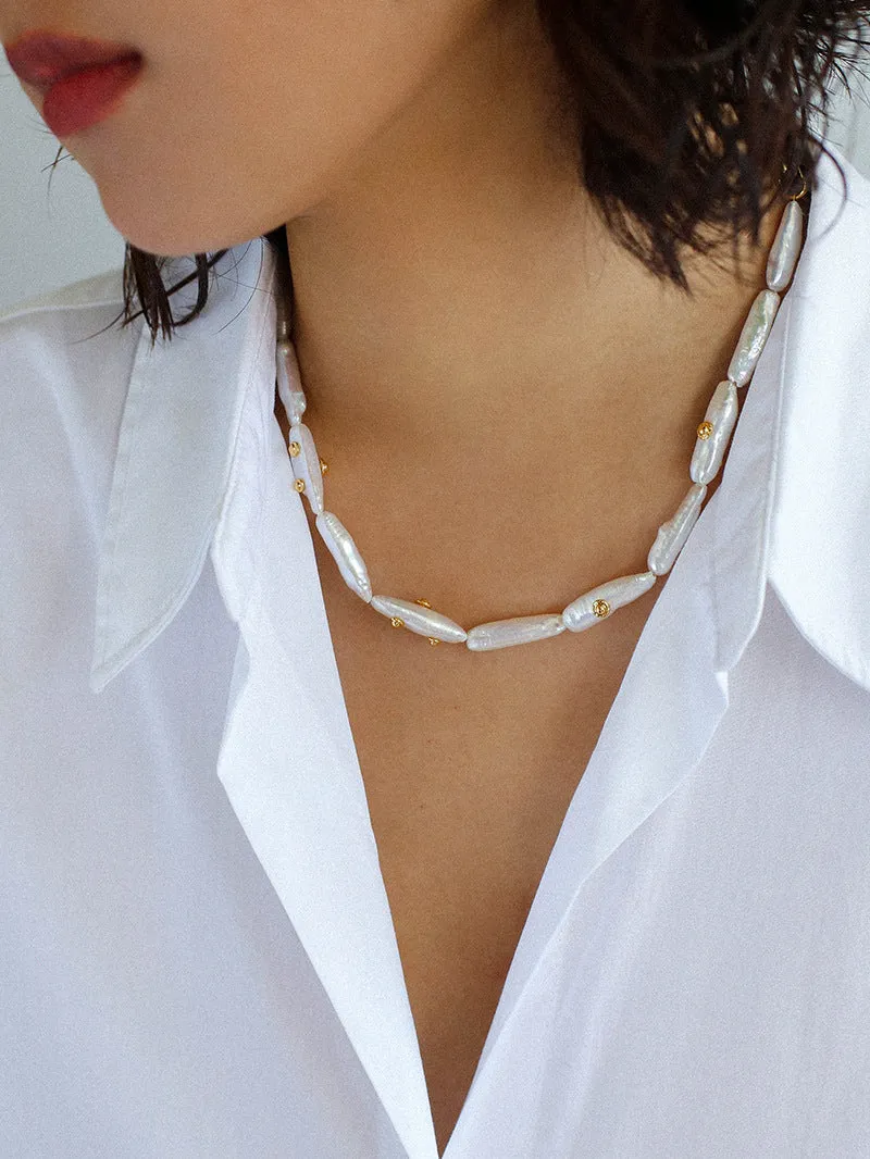 Freshwater Baroque Pearls Overlapping Clavicle Chain