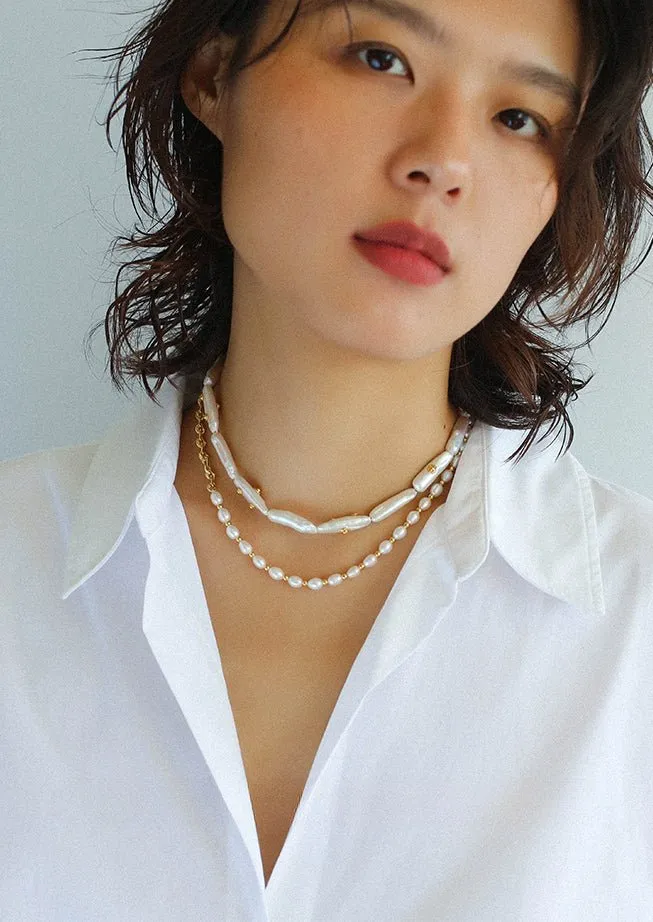 Freshwater Baroque Pearls Overlapping Clavicle Chain