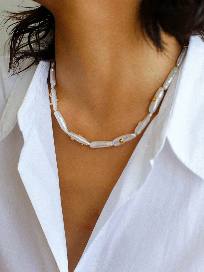 Freshwater Baroque Pearls Overlapping Clavicle Chain