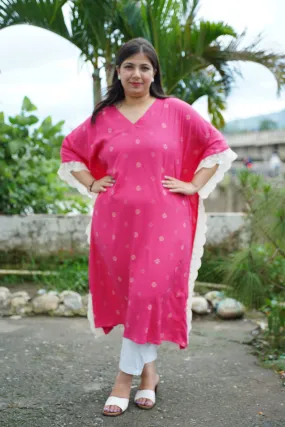 Fuchsia Foiled Breezy Rayon Kaftan