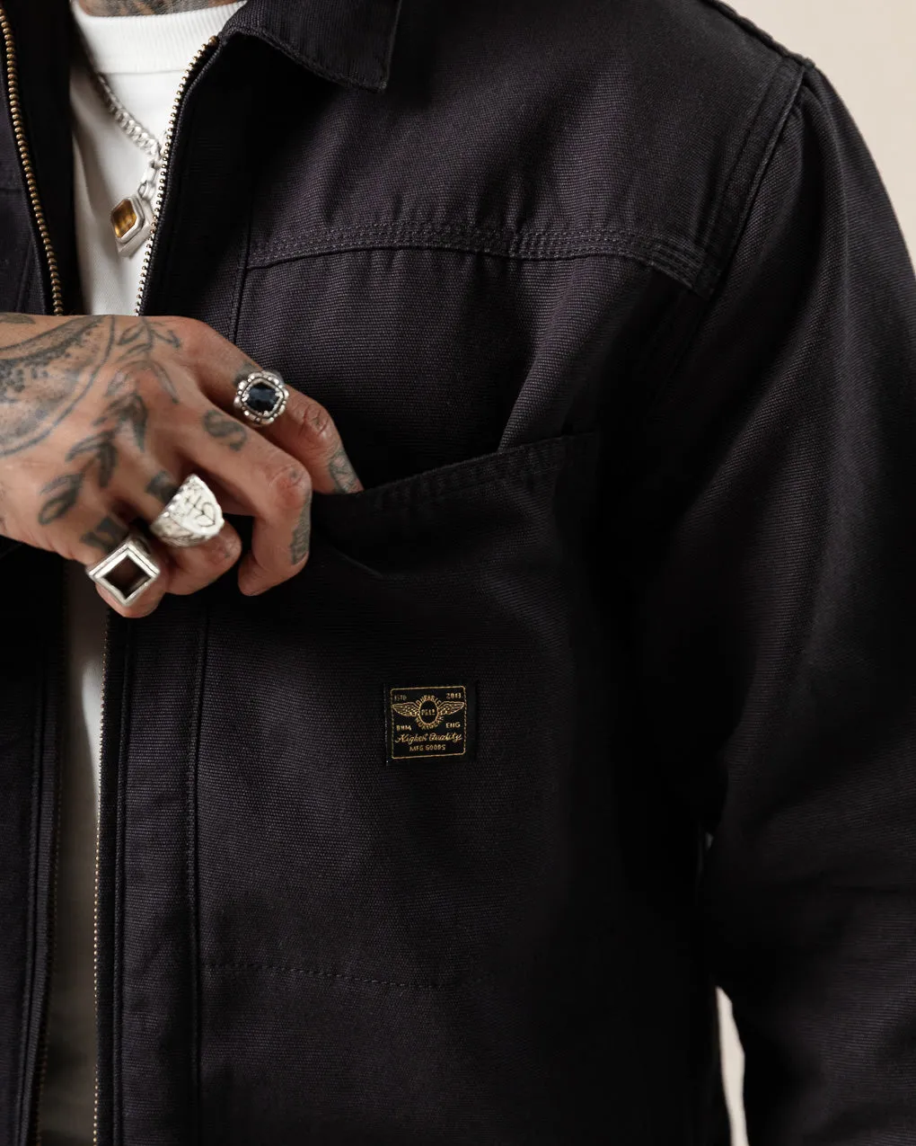 Black Canvas Garage Jacket - Durable and Stylish