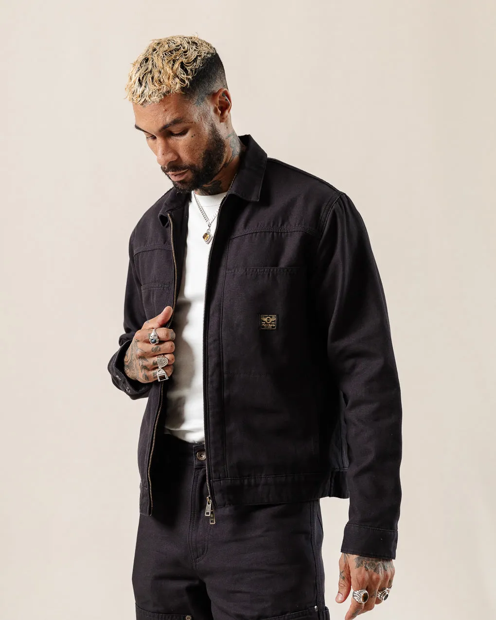 Black Canvas Garage Jacket - Durable and Stylish