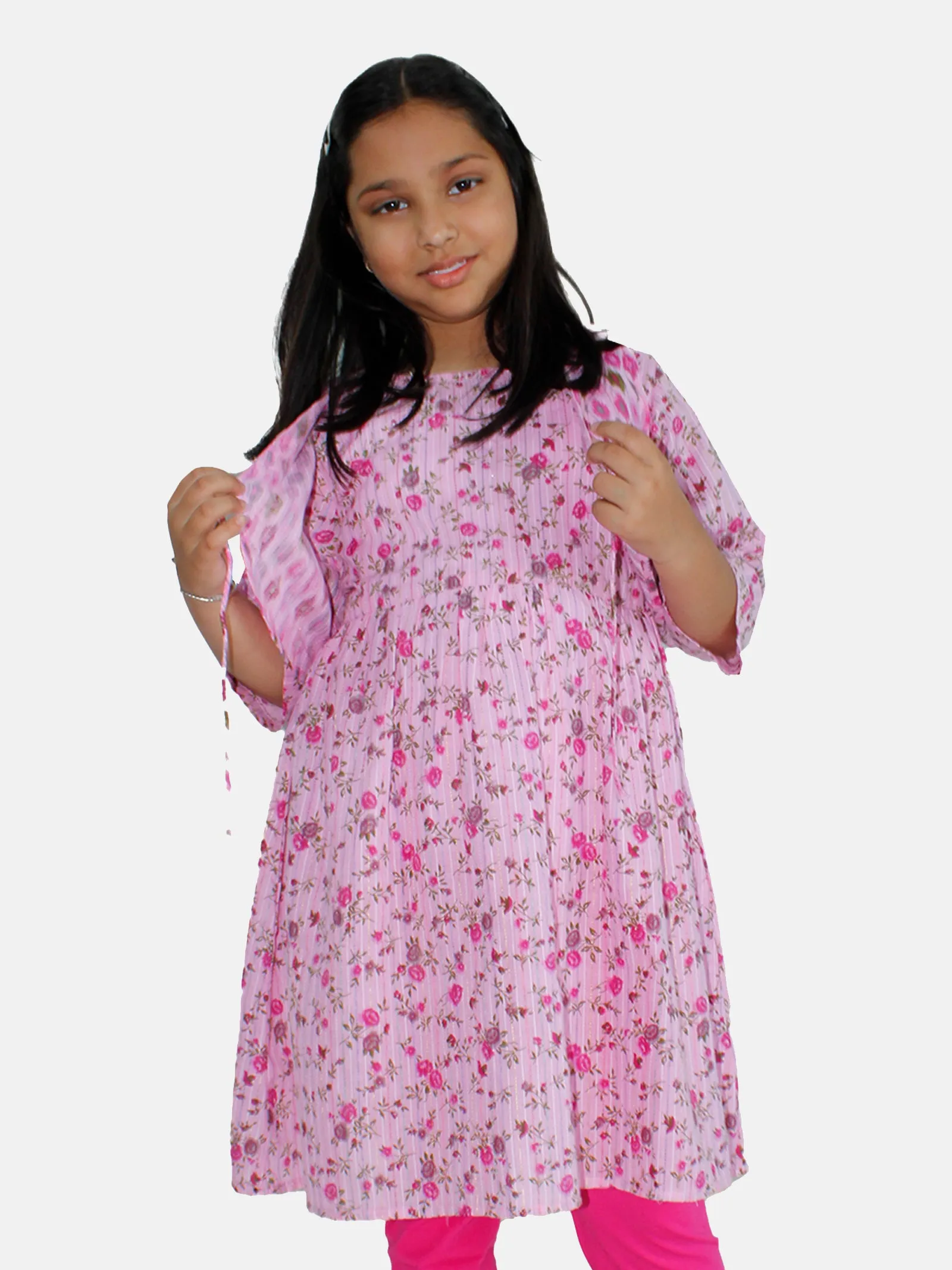 Girls Anarkali Kurta And Crop Shrug Set