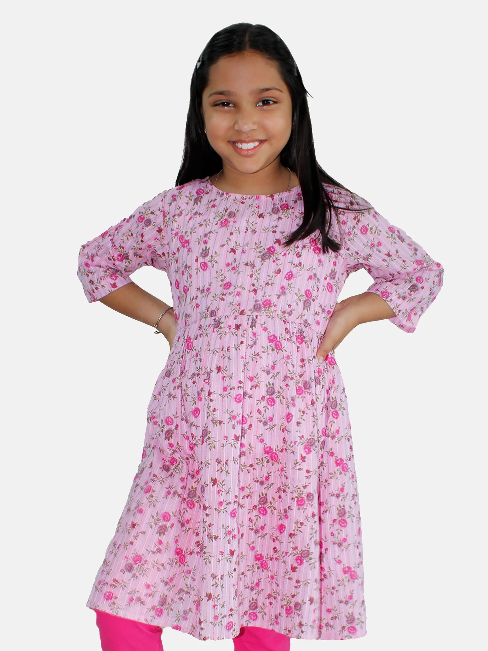 Girls Anarkali Kurta And Crop Shrug Set