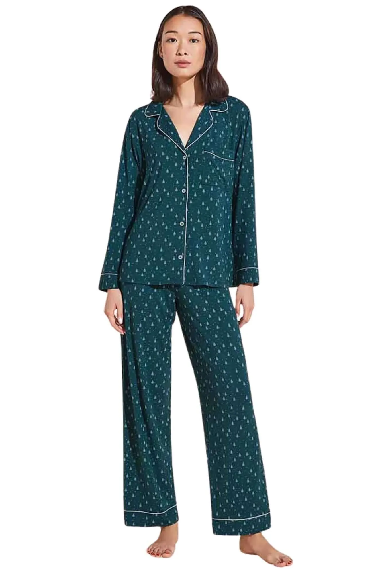 Gisele Printed Long PJ Set in Forest Foil