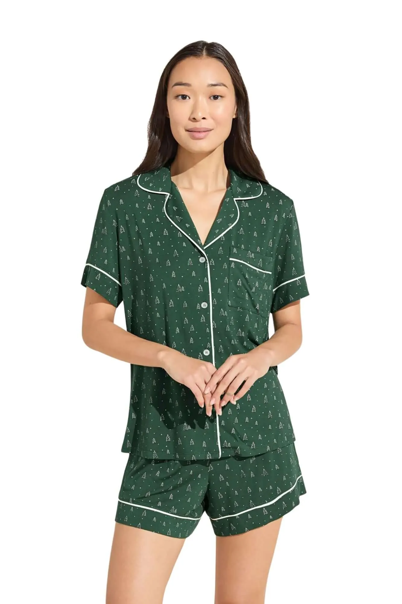 Gisele Printed Relaxed Short PJ Set in Winterpine Forest