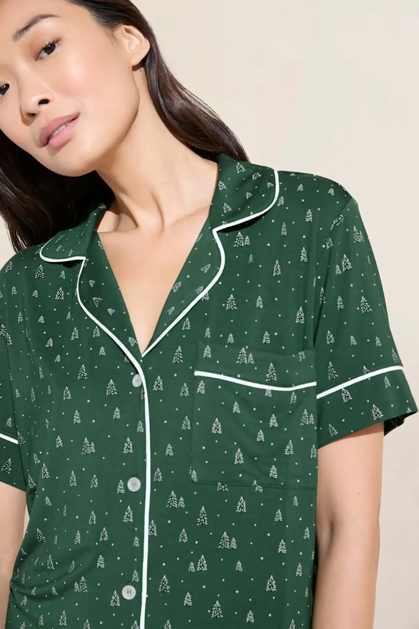 Gisele Printed Relaxed Short PJ Set in Winterpine Forest