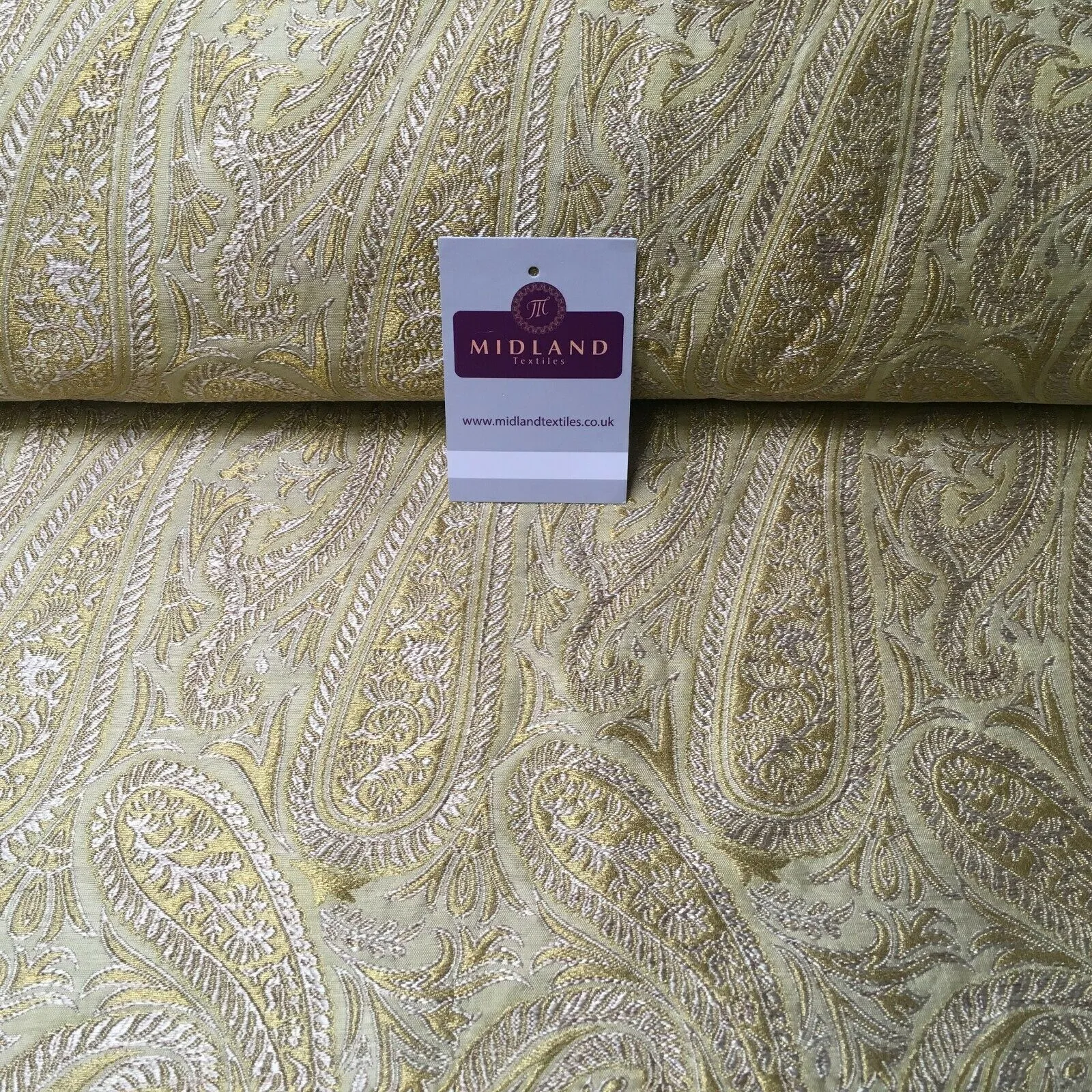 Gold Paisley Indian Banarsi Brocade Waistcoat Fabric 120cm Wide MR1047 Mtex